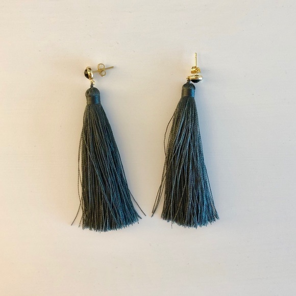 Gorjana Tulum slate gray tassel earrings - Picture 3 of 3